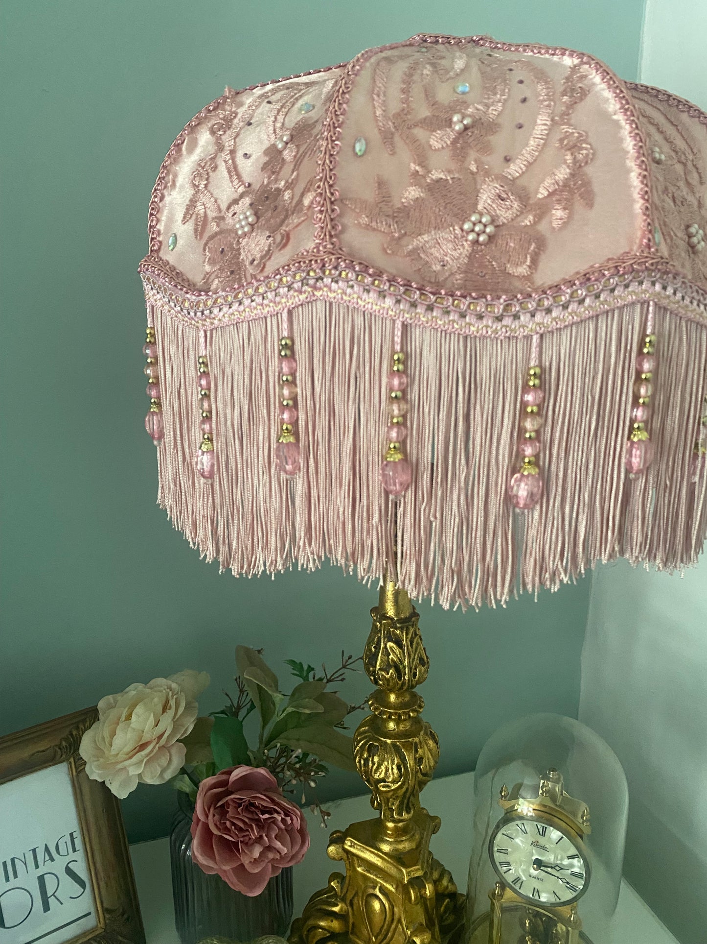 Art Deco Fringed Lampshade The Penelope in pink