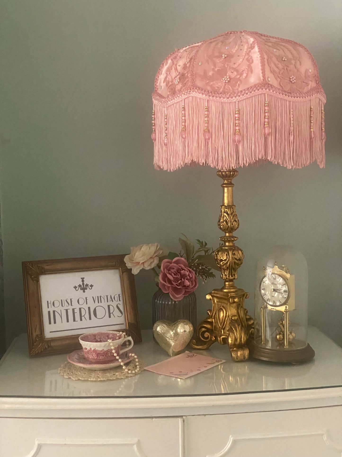 Art Deco Fringed Lampshade The Penelope in pink