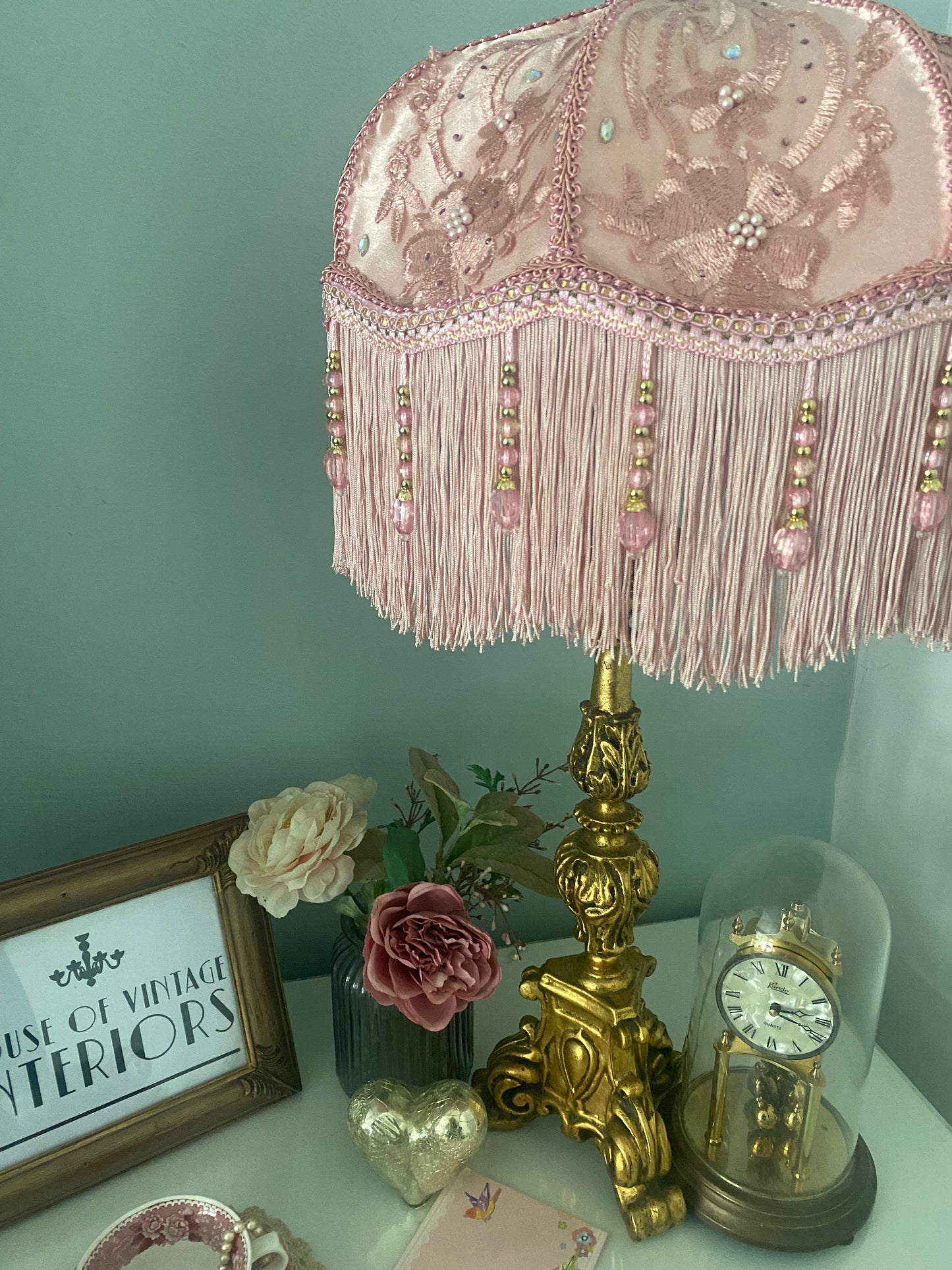 Art Deco Fringed Lampshade The Penelope in pink
