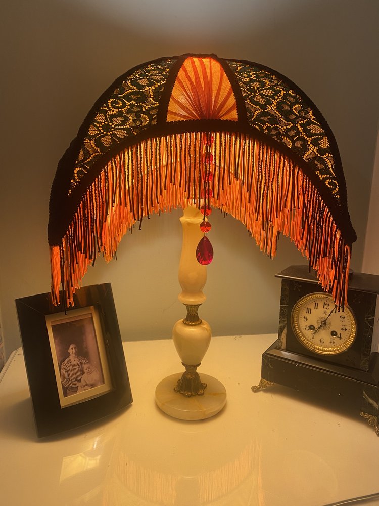 Art Deco fringed lampshade: The Sunset Palour shade