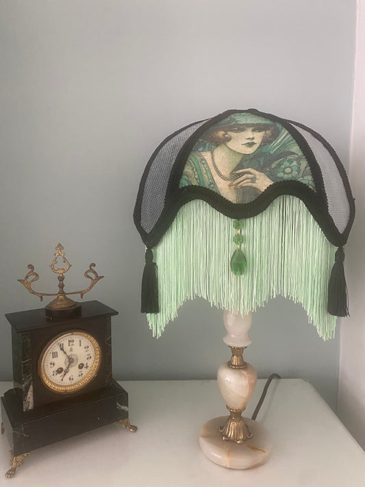 Art Deco  fringed lampshade: The Gretta Palour  shade