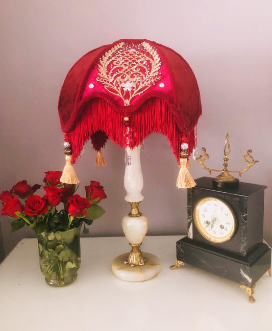 Victorian Fringed lampshade : The Valentina parlour shade